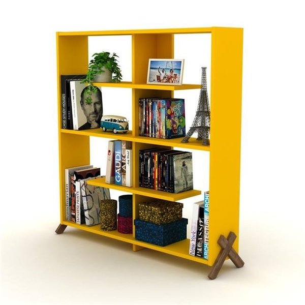 Homedora Homedora HD-ON20RF-170202 Kipp Bookcase; Walnut & Yellow HD-ON20RF-170202